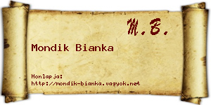 Mondik Bianka névjegykártya